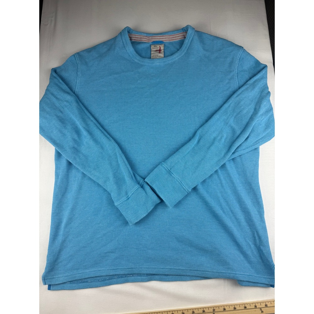 Relwen Waffle Knit Thermal Shirt XL Blue Long Sleeve Crewneck Cotton